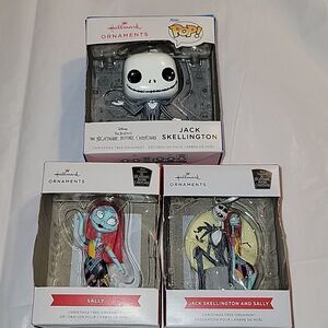 Hallmark Disney Nightmare Before Christmas Ornaments SET Of 3 JACK SALLY